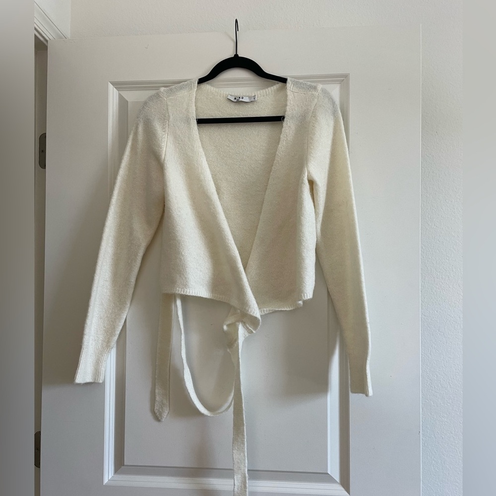 Naked Cream Wrap Sweater, Size Small